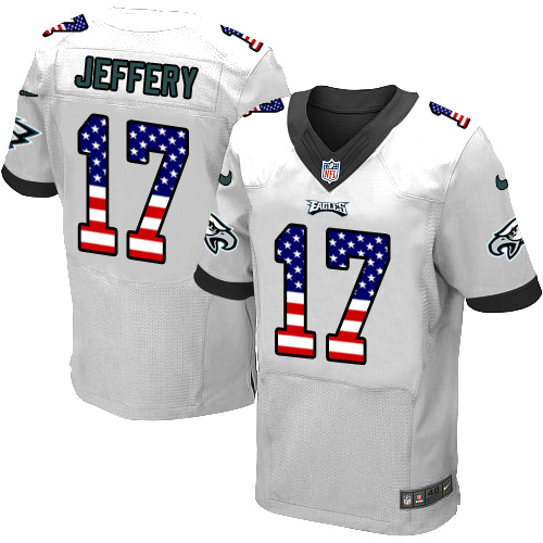 Men's Nike Philadelphia Eagles #17 Alshon Jeffery Elite White Road USA Flag Fashion NFL Jersey