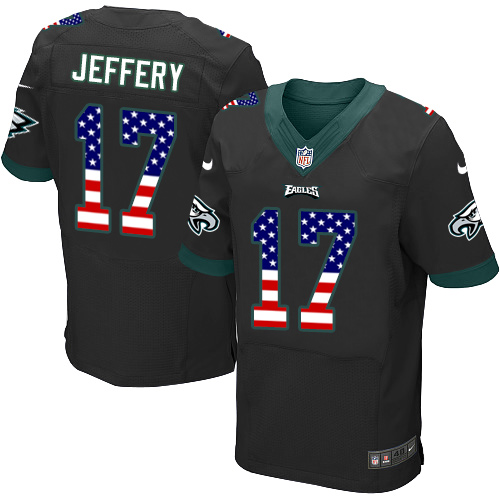 Men's Nike Philadelphia Eagles #17 Alshon Jeffery Elite Black Alternate USA Flag Fashion NFL Jersey