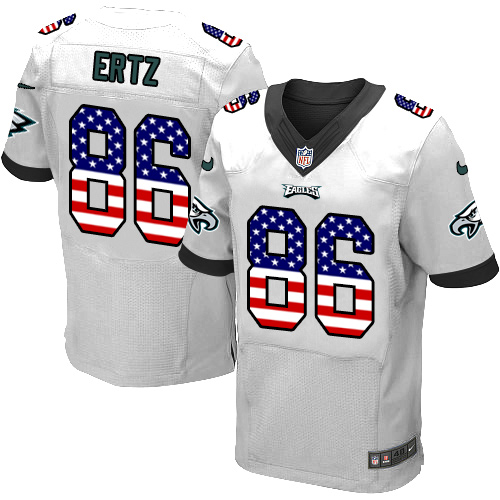 Men's Nike Philadelphia Eagles #86 Zach Ertz Elite White Road USA Flag Fashion NFL Jersey