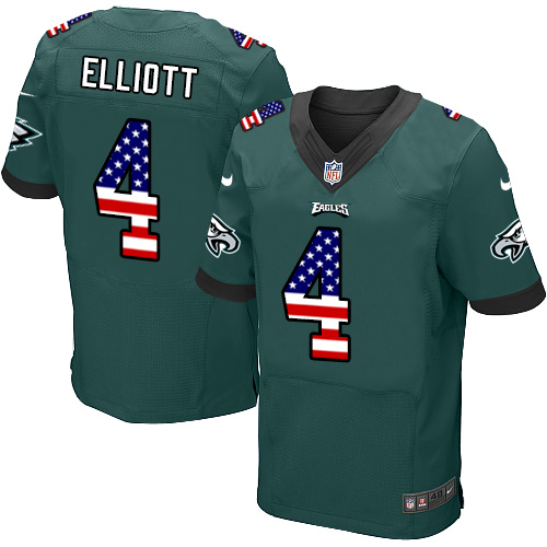 Men's Nike Philadelphia Eagles #4 Jake Elliott Elite Midnight Green Home USA Flag Fashion NFL Jersey