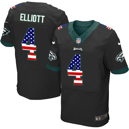 Men's Nike Philadelphia Eagles #4 Jake Elliott Elite Black Alternate USA Flag Fashion NFL Jersey