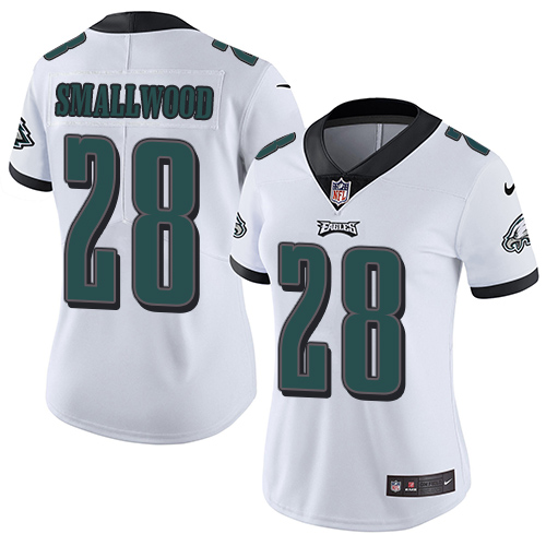 Women's Nike Philadelphia Eagles #28 Wendell Smallwood White Vapor Untouchable Limited Player NFL Jersey