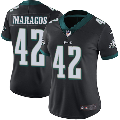 Women's Nike Philadelphia Eagles #42 Chris Maragos Black Alternate Vapor Untouchable Limited Player NFL Jersey
