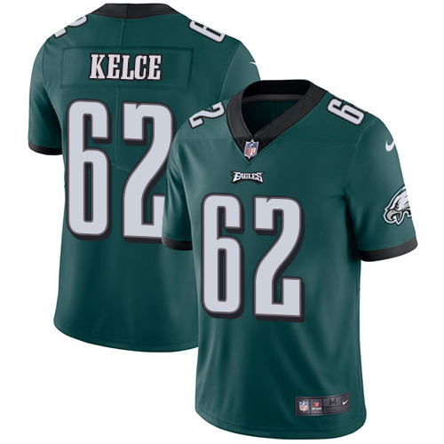 Youth Nike Philadelphia Eagles #62 Jason Kelce Midnight Green Team Color Vapor Untouchable Limited Player NFL Jersey