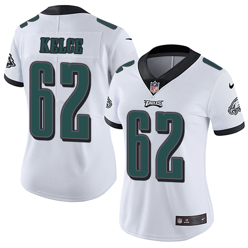 Women's Nike Philadelphia Eagles #62 Jason Kelce White Vapor Untouchable Limited Player NFL Jersey