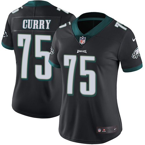Women's Nike Philadelphia Eagles #75 Vinny Curry Black Alternate Vapor Untouchable Limited Player NFL Jersey