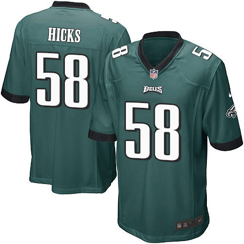 Men's Nike Philadelphia Eagles #58 Jordan Hicks Game Midnight Green Team Color NFL Jersey