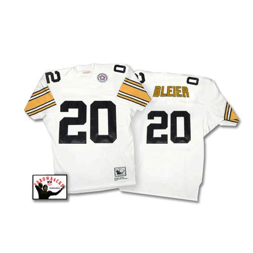 Mitchell and Ness Pittsburgh Steelers #20 Rocky Bleier White Authentic NFL Jersey