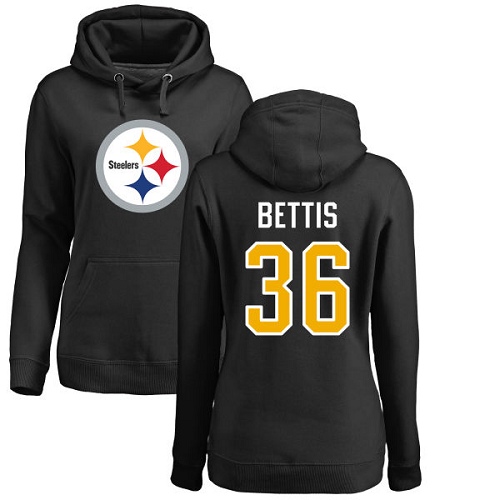 NFL Women's Nike Pittsburgh Steelers #36 Jerome Bettis Black Name & Number Logo Pullover Hoodie