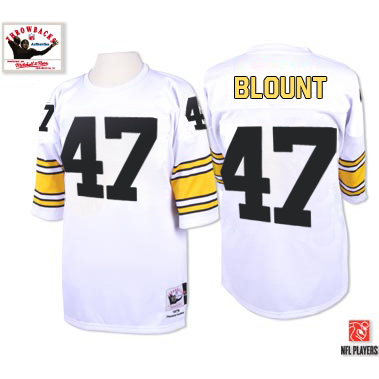 Mitchell And Ness Pittsburgh Steelers #47 Mel Blount White Authentic Throwback NFL Jersey