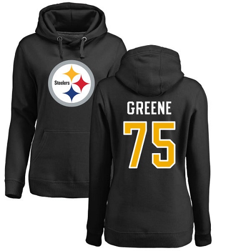NFL Women's Nike Pittsburgh Steelers #75 Joe Greene Black Name & Number Logo Pullover Hoodie