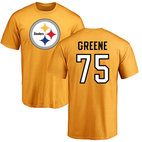 NFL Nike Pittsburgh Steelers #75 Joe Greene Gold Name & Number Logo T-Shirt