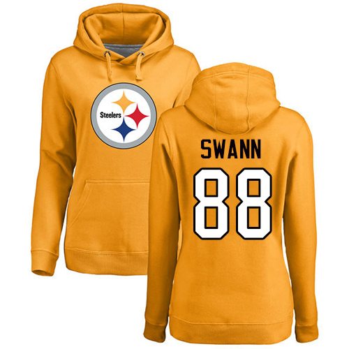 NFL Women's Nike Pittsburgh Steelers #88 Lynn Swann Gold Name & Number Logo Pullover Hoodie