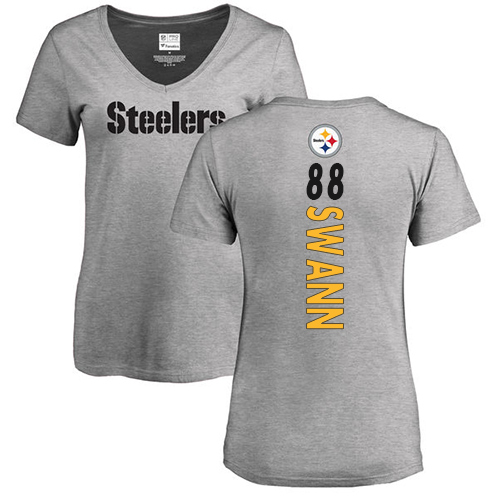 NFL Women's Nike Pittsburgh Steelers #88 Lynn Swann Ash Backer V-Neck T-Shirt