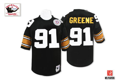 Mitchell And Ness Pittsburgh Steelers #91 Kevin Greene Black Team Color Authentic NFL Jersey