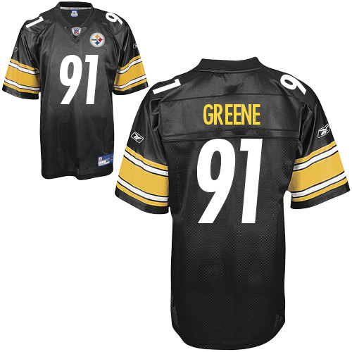 Reebok Pittsburgh Steelers #91 Kevin Greene Black Team Color Replica NFL Jersey