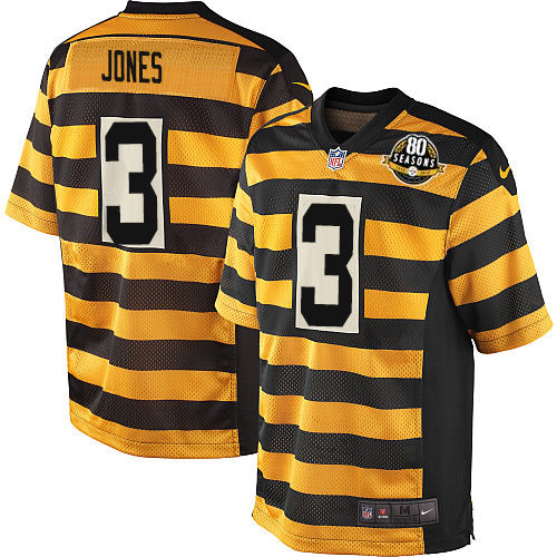 Men's Nike Pittsburgh Steelers #3 Landry Jones Elite Yellow/Black Alternate 80TH Anniversary Throwback NFL Jersey