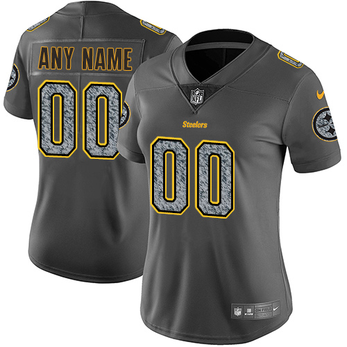 Women's Nike Pittsburgh Steelers Customized Gray Static Vapor Untouchable Custom Limited NFL Jersey