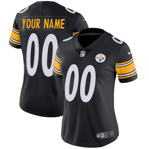 Women's Nike Pittsburgh Steelers Customized Black Team Color Vapor Untouchable Custom Limited NFL Jersey