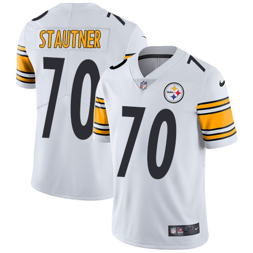 Men's Nike Pittsburgh Steelers #70 Ernie Stautner White Vapor Untouchable Limited Player NFL Jersey