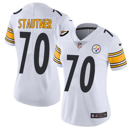 Women's Nike Pittsburgh Steelers #70 Ernie Stautner White Vapor Untouchable Limited Player NFL Jersey