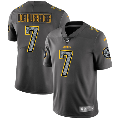 Men's Nike Pittsburgh Steelers #7 Ben Roethlisberger Gray Static Vapor Untouchable Limited NFL Jersey