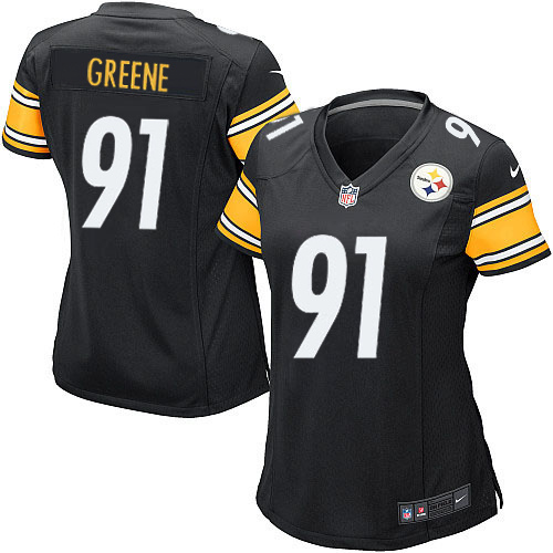 Women's Nike Pittsburgh Steelers #91 Kevin Greene Game Black Team Color NFL Jersey