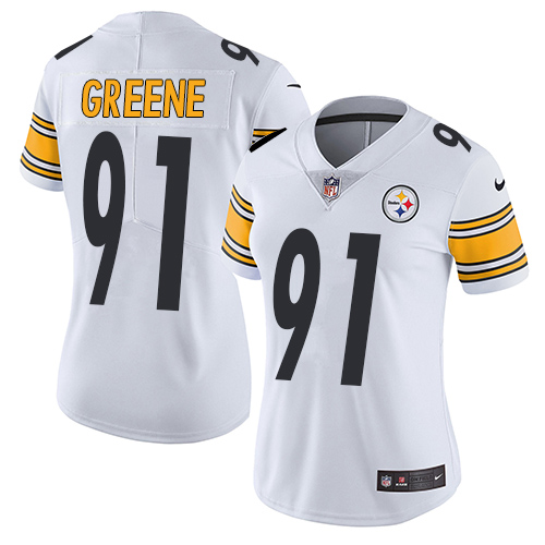 Women's Nike Pittsburgh Steelers #91 Kevin Greene White Vapor Untouchable Limited Player NFL Jersey
