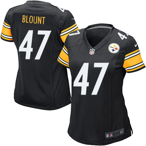 Women's Nike Pittsburgh Steelers #47 Mel Blount Game Black Team Color NFL Jersey