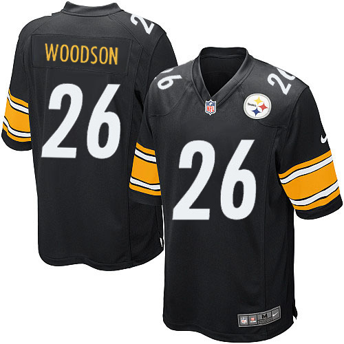 Men's Nike Pittsburgh Steelers #26 Rod Woodson Game Black Team Color NFL Jersey