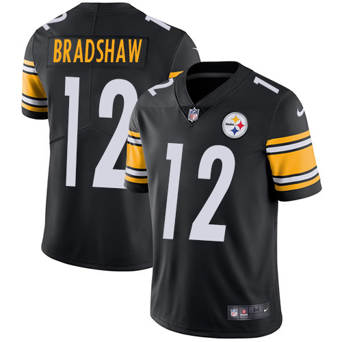 Men's Nike Pittsburgh Steelers #12 Terry Bradshaw Black Team Color Vapor Untouchable Limited Player NFL Jersey