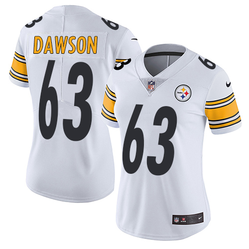 Women's Nike Pittsburgh Steelers #63 Dermontti Dawson White Vapor Untouchable Elite Player NFL Jersey