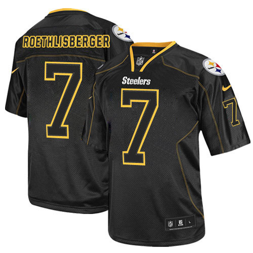 Men's Nike Pittsburgh Steelers #7 Ben Roethlisberger Elite Lights Out Black NFL Jersey