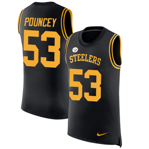 Men's Nike Pittsburgh Steelers #53 Maurkice Pouncey Black Rush Player Name & Number Tank Top NFL Jersey