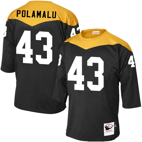 Men's Mitchell and Ness Pittsburgh Steelers #43 Troy Polamalu Elite Black 1967 Home Throwback NFL Jersey