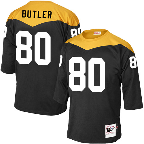 Men's Mitchell and Ness Pittsburgh Steelers #80 Jack Butler Elite Black 1967 Home Throwback NFL Jersey