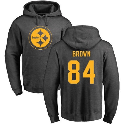 NFL Nike Pittsburgh Steelers #84 Antonio Brown Ash One Color Pullover Hoodie