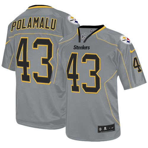Youth Nike Pittsburgh Steelers #43 Troy Polamalu Elite Lights Out Grey NFL Jersey