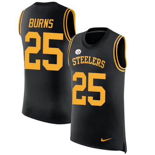 Men's Nike Pittsburgh Steelers #25 Artie Burns Black Rush Player Name & Number Tank Top NFL Jersey