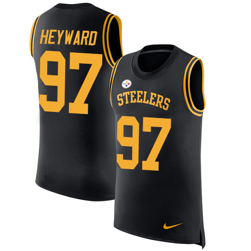 Men's Nike Pittsburgh Steelers #97 Cameron Heyward Black Rush Player Name & Number Tank Top NFL Jersey
