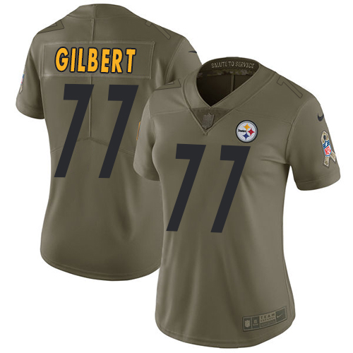 Women's Nike Pittsburgh Steelers #77 Marcus Gilbert Limited Olive 2017 Salute to Service NFL Jersey
