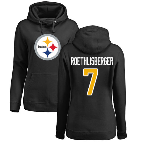 NFL Women's Nike Pittsburgh Steelers #7 Ben Roethlisberger Black Name & Number Logo Pullover Hoodie