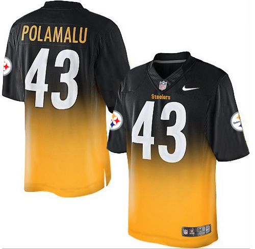 Youth Nike Pittsburgh Steelers #43 Troy Polamalu Elite Black/Gold Fadeaway NFL Jersey