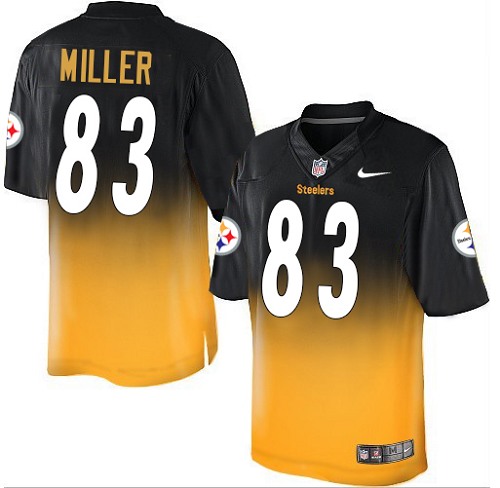 Men's Nike Pittsburgh Steelers #83 Heath Miller Elite Black/Gold Fadeaway NFL Jersey