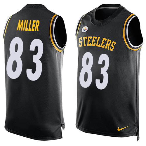 Men's Nike Pittsburgh Steelers #83 Heath Miller Limited Black Player Name & Number Tank Top NFL Jersey