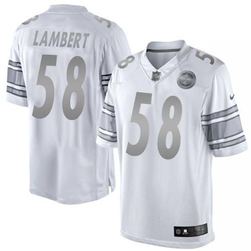 Men's Nike Pittsburgh Steelers #58 Jack Lambert Limited White Platinum NFL Jersey