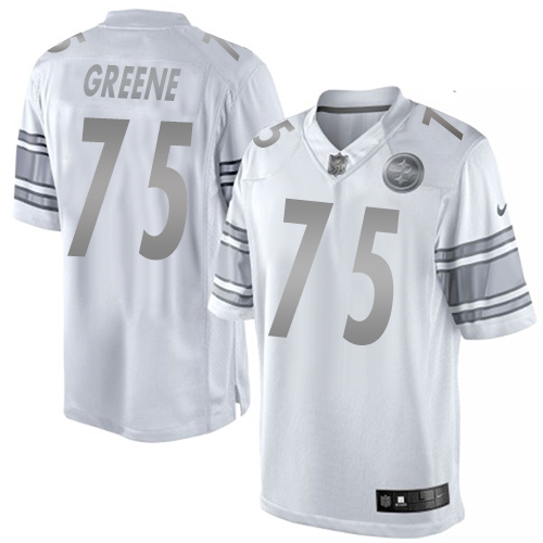 Men's Nike Pittsburgh Steelers #75 Joe Greene Limited White Platinum NFL Jersey
