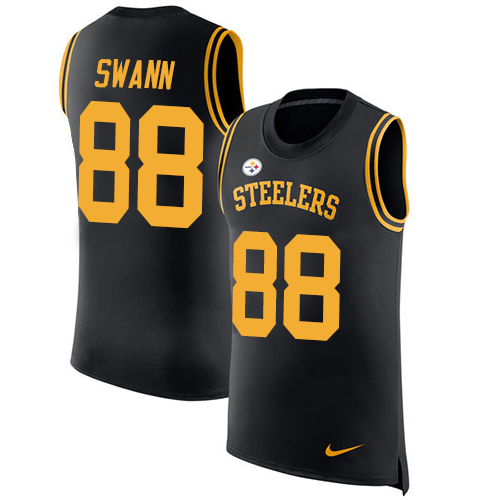 Men's Nike Pittsburgh Steelers #88 Lynn Swann Black Rush Player Name & Number Tank Top NFL Jersey