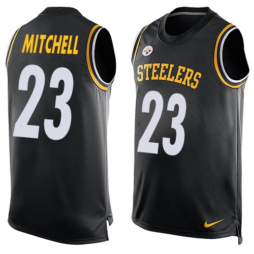 Men's Nike Pittsburgh Steelers #23 Mike Mitchell Limited Black Player Name & Number Tank Top NFL Jersey