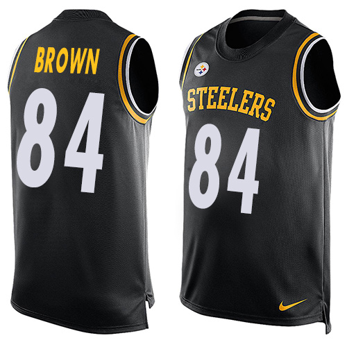 Men's Nike Pittsburgh Steelers #84 Antonio Brown Limited Black Player Name & Number Tank Top NFL Jersey